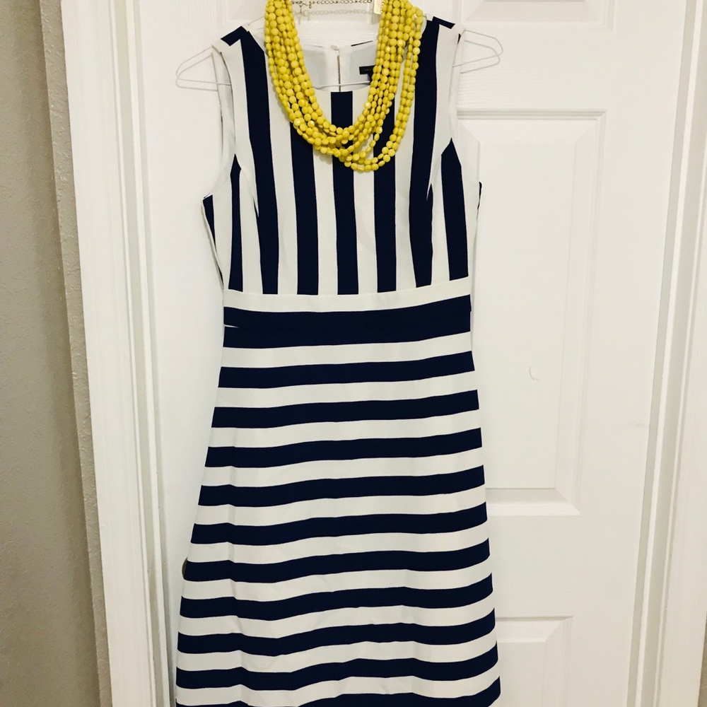Ann Taylor Nautical Blue Stripes Dress